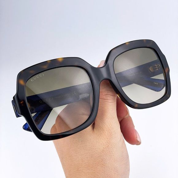 ? Gucci GG0036SN 004 Sunglasses Havana Blue Brown Gradient Square Women main image 8
